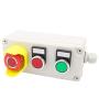 mxuteuk Red Green with 110V LED Light Waterproof IP65 Momentary Push Switch, 2NC Red Mushroom Emergency Stop Button with Protective Cover Anti-misoperation 10A 600V, IP67 ABS Box Station MX-BOX-03