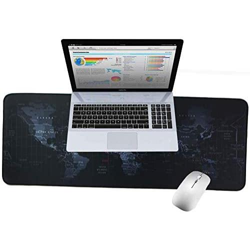 LIZIMANDU Gaming Mouse Pad,Extended Large Pattern Anti Slip Stitched Edges Long XXL Mousepad,Desk Pad Keyboard Mat, Non-Slip Base, Water-Resistant, for Office Home (1-World Map, 1 Pack)