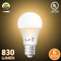 A19 LED Light Bulbs- 6 Pack, AmeriTop Efficient 9W(60W Equivalent) 830 Lumens General Lighting Bulbs, UL Listed, Non-Dimmable, E26 Standard Base (2700K Soft White)
