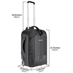 Neewer 2-in-1 Convertible Wheeled Camera Backpack Luggage Trolley Case with Double Bar, Anti-shock Detachable Padded Compartment for SLR/DSLR Cameras, Tripod, Lens and Other Accessories (Black/Grey)