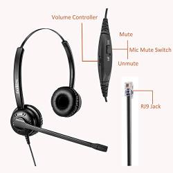 Beebang Office Telephone Headset RJ9 Jack with Pro Noise Canceling Microphone and Mute Switch Controls for Plantronics Jabra Mitel Nortel Shoretel Aastra Avaya Alcatel Landline Phones