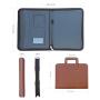 Zipper Portfolio, BESTWYA Briefcase Style Organizer Folder with Handles Zippered Closure Removable Calculator & Notebook Bonus Ballpoint Pen (Brown)