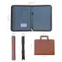 Zipper Portfolio, BESTWYA Briefcase Style Organizer Folder with Handles Zippered Closure Removable Calculator & Notebook Bonus Ballpoint Pen (Brown)