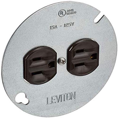 Leviton 1228 15 Amp 125 Volt, Duplex Receptacle, with 4'' Metal Cover, Residential Grade, Grounding, Brown Leviton 1228 15 Amp 125 Volt, Duplex Receptacle, with 4'' Metal Cover, Residential Grade, Grounding, Brown
