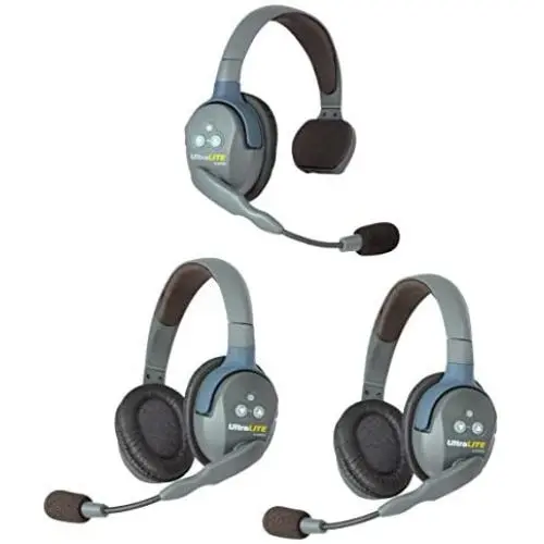 Eartec UL312 UltraLITE Full Duplex Wireless Intercom 2 Way Communication System for 3 Users - 1 ULSM Single-Ear Master Headset and 2-Pack of ULDR Dual Ear Remote Headsets