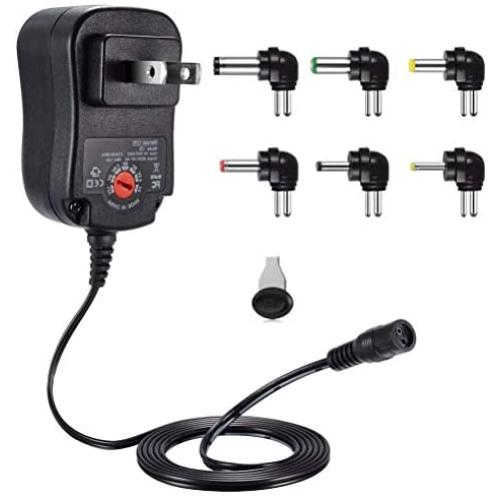 AMotie 12W 3V 4.5V 5V 6V 7.5V 9V 12V Regulated Multi Voltage Switching Replacement Power AC Adapter for Household Electronics Routers Speakers CCTV Cameras Smart Phone USB Charging Devices