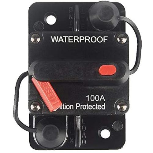OUHL 100 Amp Circuit Breaker Manual Reset 30-250A for Car Truck Rv ATV Marine Trolling Motors Boat Vehicles,12V-48V DC Waterproof (100A)