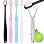 4 Pieces Micro-Nano Manual Toothbrush Extra Soft Toothbrush Soft Bristles Manual Toothbrush with 20,000 Bristles and Tongue Scraper for Sensitive Teeth Adults Pregnant Women