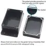 Zulkit Junction Box ABS Plastic Dustproof Waterproof IP65 Universal Electrical Boxes Project Enclosure with Fixed Ear Black 3.94 x 2.68 x 1.97 inch (100 x 68 x 50 mm)(Pack of 2)