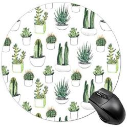 BYBART Mouse Pad, Cute Cactus Round Non-Slip Rubber Mousepad Office Accessories Desk Decor Mouse Pads for Computers Laptop
