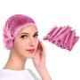 Abnaok Non Woven Disposable Dust Caps, 100 PCS Elastic Caps for Food Industries, Medical Works - Pleated Anti Dust Hat Set Universal Size(Pink)