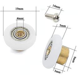 Dia 19mm Stainless Steel Shower Door Wheels Rollers Runners, White, 19mm x 5mm (4pcs)