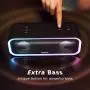 DOSS SoundBox Pro+ Wireless Bluetooth Speaker with 24W Impressive Sound, Booming Bass, Wireless Stereo Pairing, Mixed Colors Lights, IPX5 Waterproof, 15 Hrs Battery Life, 66 ft Bluetooth Range -Grey