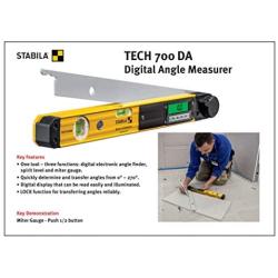 Stabila 39018 TECH 700 DA 18 Inch Digital Electronic Angle Finder, Spirit Level and Bevel Gauge