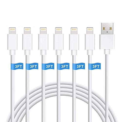 iPhone Charger, 6Pack 3FT Lightning Cable Sundix iPhone Charger Cable Charging Cord Compatible iPhone Xs MAX XR X 8 8Plus 7 7Plus 6s 6sPlus 6 6Plus SE 5 SE iPad iPod & More (White)