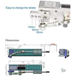 BEMONOC DIY Design Stroke 70mm Linear Actuator Reciprocating DC Motor 24V 220RPM Adjustable