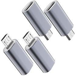 USB C to Micro USB Adapter, (4-Pack) Type C Female to Micro USB Male Convert Connector Support Charge Data Sync Compatible with Samsung Galaxy S7 S7 Edge, Nexus 5 6 and Micro USB Devices(Grey)