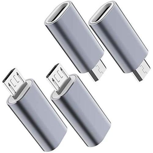 USB C to Micro USB Adapter, (4-Pack) Type C Female to Micro USB Male Convert Connector Support Charge Data Sync Compatible with Samsung Galaxy S7 S7 Edge, Nexus 5 6 and Micro USB Devices(Grey)