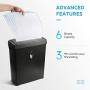 RAGU Paper Shredder, 6-Sheet Capacity Cross-Cut Paper and Credit Card Shredder with Paper Jam Proof System, 2.9 Gallon