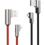 AUKEY Right Angle Lightning Cable (6.6ft - 2 Pack) Nylon Braided [ Apple MFi Certified ] Ideal for Playing Games iPhone Charging Cable Compatible with iPhone 11 / X / 8 / 6, iPad