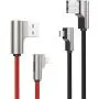 AUKEY Right Angle Lightning Cable (6.6ft - 2 Pack) Nylon Braided [ Apple MFi Certified ] Ideal for Playing Games iPhone Charging Cable Compatible with iPhone 11 / X / 8 / 6, iPad