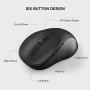 WisFox 2.4G Wireless Mouse for Laptop, Ergonomic Computer Mouse with USB Receiver and 3 Adjustable Levels, 6 Button Cordless Mouse Wireless Mice for Windows Mac PC Notebook (Black)