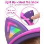 FosPower Kids Headphones with LED Light Up Cat Ears 3.5mm On Ear Audio Headphones for Kids with Laced Tangle Free Cable (Max 85dB) - Hot Pink/Purple