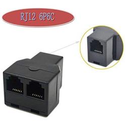 SINCODA 2 Pack RJ12 6P6C 3 Female Telephone Splitter Adapter,RJ12 6P6C Female to Two 6P6C Female,for Landline,FAX