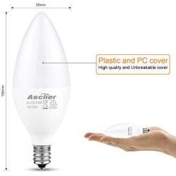 Ascher Classic E12 LED Candelabra Light Bulbs, Equivalent 60W, 550 Lumens, Warm White 2700K, Chandelier Bulb, Non-dimmable, Candelabra Base, Pack of 5