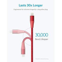 Anker iPhone Charger Cable 10 Foot, Powerline+ II Lightning Cable, (10 ft MFi Certified) Extra Long iPhone Charging Cord Compatible with iPhone SE 11 Pro Max Xs MAX XR X 8 7 6S, iPad 8 and More (Red)