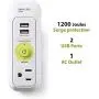 1 AC Outlet 2 USB Ports Surge Protector Power Strip 1200 Joules, Ideal Plug for Mobile Devices and Personal Electronics - White