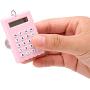 Serounder Mini Calculator, Portable Pocket Candy Color PVC 8 Digits Electronic Calculator with Silicone Buttons and Keychain Buckle for Children Students(Pink)