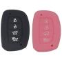 WEIBISS 2pcs 4 Buttons Key Fob Cover Case Protector Shell Remote Jacket Keyless Entry Holder Bag for Hyundai 2018 2017 2016 Tucson Elantra Sonata, Black Pink
