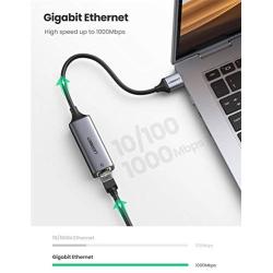 UGREEN USB Ethernet Adapter Aluminum USB 3.0 to Network Gigabit RJ45 LAN 10 100 1000 Mbps Adapter Converter Compatible for Nintendo Switch MacBook Mac Pro Mini iMac XPS Surface Pro Notebook PC