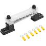 PSEQT 6 Way Bus Bar Terminal Block with Cover & Connectors 150A Ground Power Distribution for Car Boat Trailer RV (1Pcs)