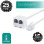 Power Gear 76572 Dual Jack Phone Cord, 25 ft. (White)