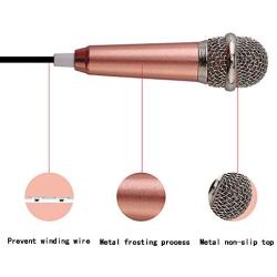 Mini Microphone,Singing Mic Equipment,Beautiful Vocal Quality,Mini Type Space Saving,Metal Frothing Process,3.5mm Audio Connector,Suitable for Laptop, iPhone, Android Phone (Golden)