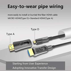 ATZEBE Fiber HDMI Cable 50ft, Fiber Optic HDMI Cable Supports 4K@60Hz, 4:4:4, 18Gbps, HDR, Dolby Vision, HDCP2.2, ARC, 3D, 4K Optical HDMI Cable with Dual Micro HDMI and Standard HDMI Connectors