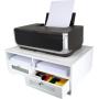 Victor Midnight Black Collection W1130 Wood Printer Stand with Two Drawers and Two Storage Slots, No Assembly Required, Pure White