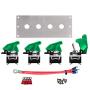 MGI SpeedWare 4 Gang Metal Toggle Switch Panel, Safety Flip Covers (Green)
