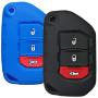 Qty(2) Alegender Silicone 3-Btn Flip Key Cover Fob Case Skin Remote Jacket Holder Protector for 2018 2019 Jeep Wrangler JL Black Blue