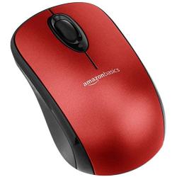 Amazon Basics Wireless Computer Mouse with USB Nano Receiver - Red