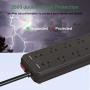 EyGde Power Strip Surge Protector Flat Plug with 12 AC Widely Spaced Outlets (1875W/15A, 2800J) and 3 USB Charging Ports (1 USB-C, 2 USB-A), 4.9Ft Extension Cord, Wall Mountable for Home&Office(Black)