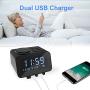 USCCE Digital Alarm Clock Radio - 0-100% Dimmer, Dual Alarm with Weekday/Weekend Mode, 6 Sounds Adjustable Volume, FM Radio w/Sleep Timer, Snooze, 2 USB Charging Ports, Thermometer, Battery Backup