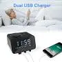 USCCE Digital Alarm Clock Radio - 0-100% Dimmer, Dual Alarm with Weekday/Weekend Mode, 6 Sounds Adjustable Volume, FM Radio w/Sleep Timer, Snooze, 2 USB Charging Ports, Thermometer, Battery Backup