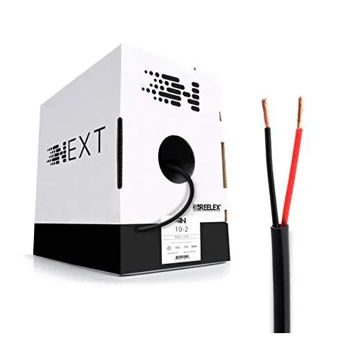 Next 10/2 Speaker Wire - 10 AWG/Gauge 2 Conductor - UL Listed in Wall (CL2/CL3) and Outdoor/In Ground (Direct Burial) Rated - Oxygen-Free Copper (OFC) - 250 Foot Bulk Cable Pull Box - Black