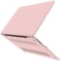 MacBook Air 11 Inch Case Bundle 5 in 1,iCasso Ultra Slim Plastic Hard Cover with Canvas Sleeve,Screen Protector,Keyboard Cover & Dust Plug for MacBook Air 11 Inch Model A1370/A1465 - Rose Quartz