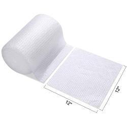 Fuxury Bubble Cushioning Wrap Roll Air Bubble Roll 1 Roll 36 Feet,Perforated Every 12'',Included 10 Fragile Sticker Labels for Packaging Moving Shipping Boxes Supplies