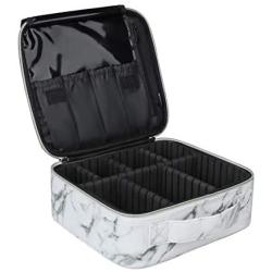 Chomeiu Marble Makeup Bag, Travel Makeup Case with Adjustable Dividers for Cosmetics Tools (Mar-white)