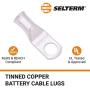 SELTERM UL Listed Marine Grade Wire Lugs, Battery Cable Ends, Tinned Copper Eyelets, Tubular Ring Terminals, Closed End Crimp Connectors — (8 AWG to 250 MCM)